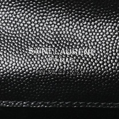 Saint Laurent Grain De Poudre Matelasse Chevron Monogram Envelope Clutch Black 6 of 10