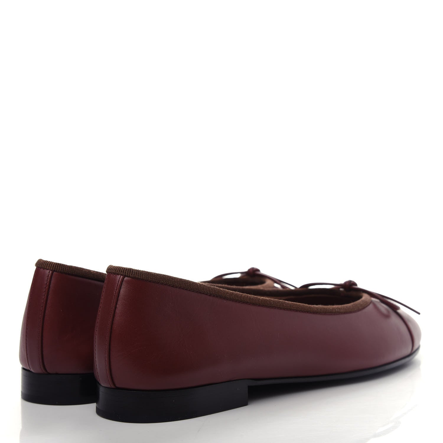 Chanel Lambskin Cap Toe CC Ballerina Flats 37 Burgundy 4 of 11