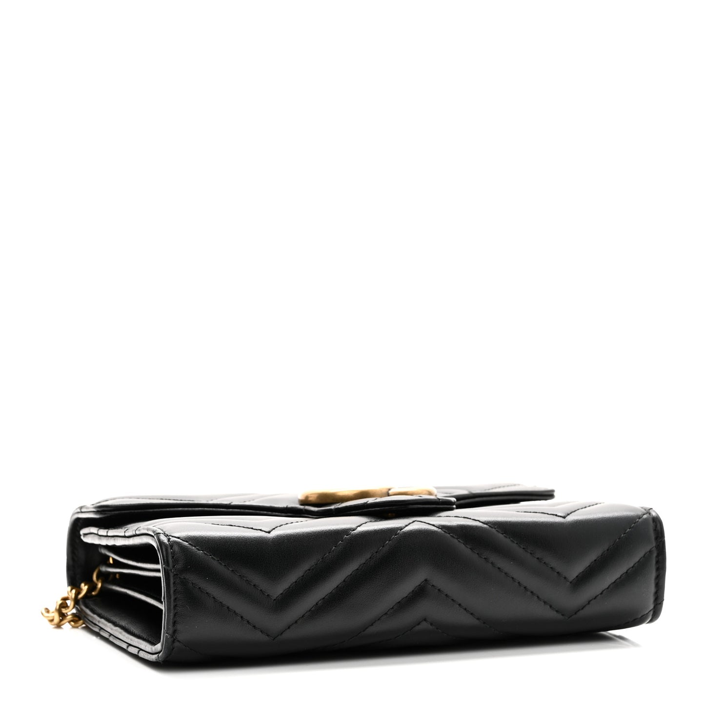 Calfskin Matelasse GG Marmont Chain Wallet Black