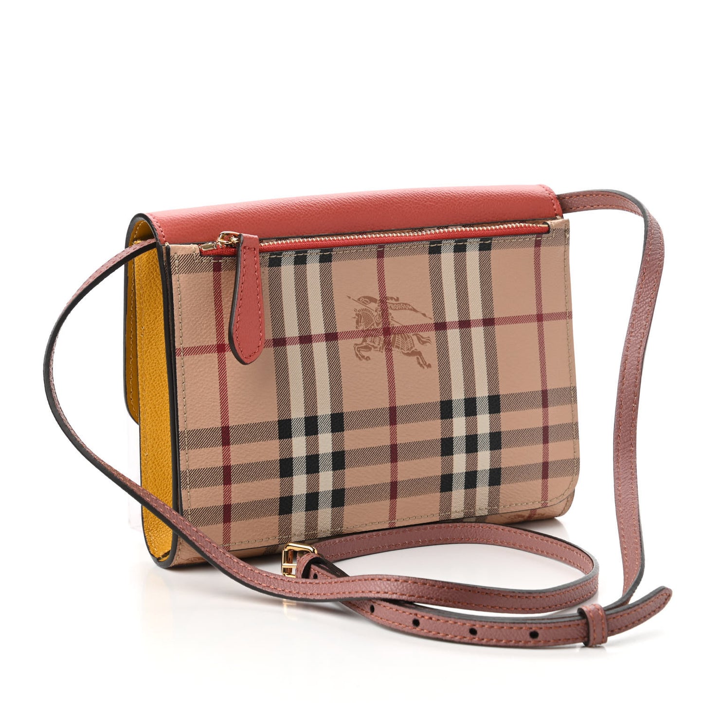 Derby Calfskin Haymarket Check Small Loxley Crossbody Cinnamon Red Multicolor