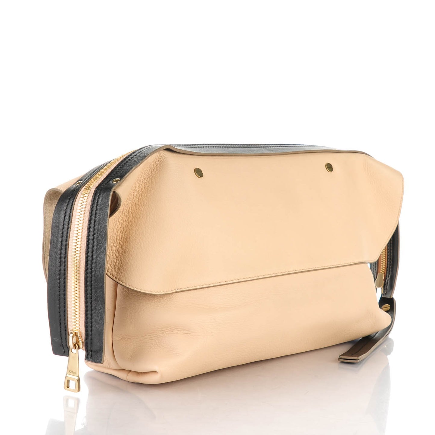 Calfskin Dalston Clutch Angora Beige Black