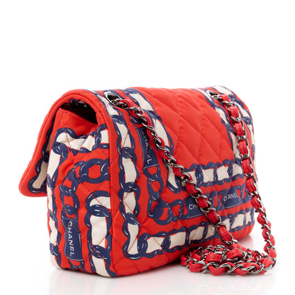 Chanel Silk Chain Printed Medium Single Flap Red 3 of 14
