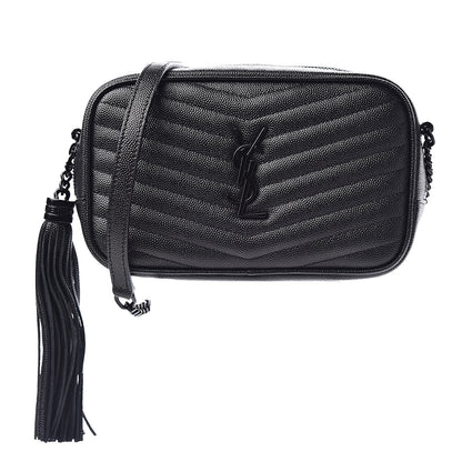 Saint Laurent Grain De Poudre Matelasse Monogram Mini Lou Camera Bag Black 1 of 11