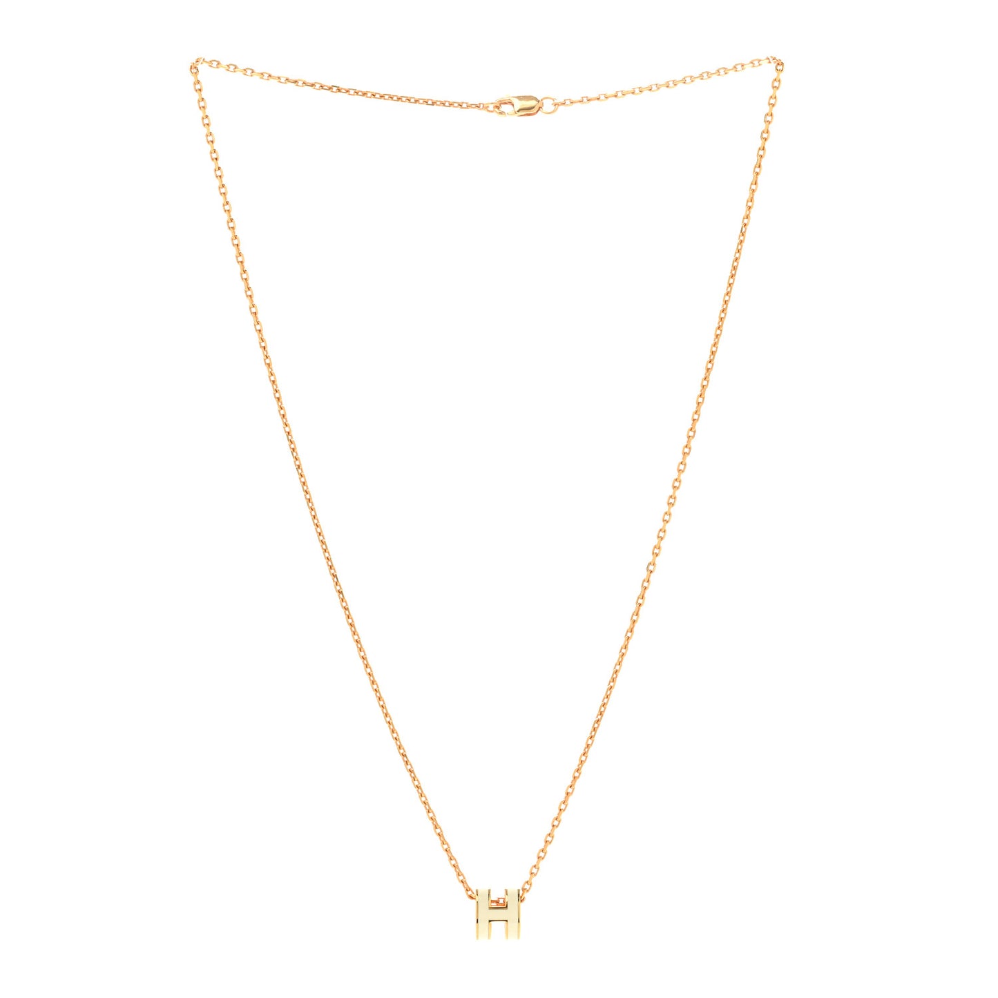 Lacquered Rose Gold Mini Pop H Pendant Necklace White