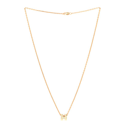 Hermes Lacquered Rose Gold Mini Pop H Pendant Necklace White 3 of 6
