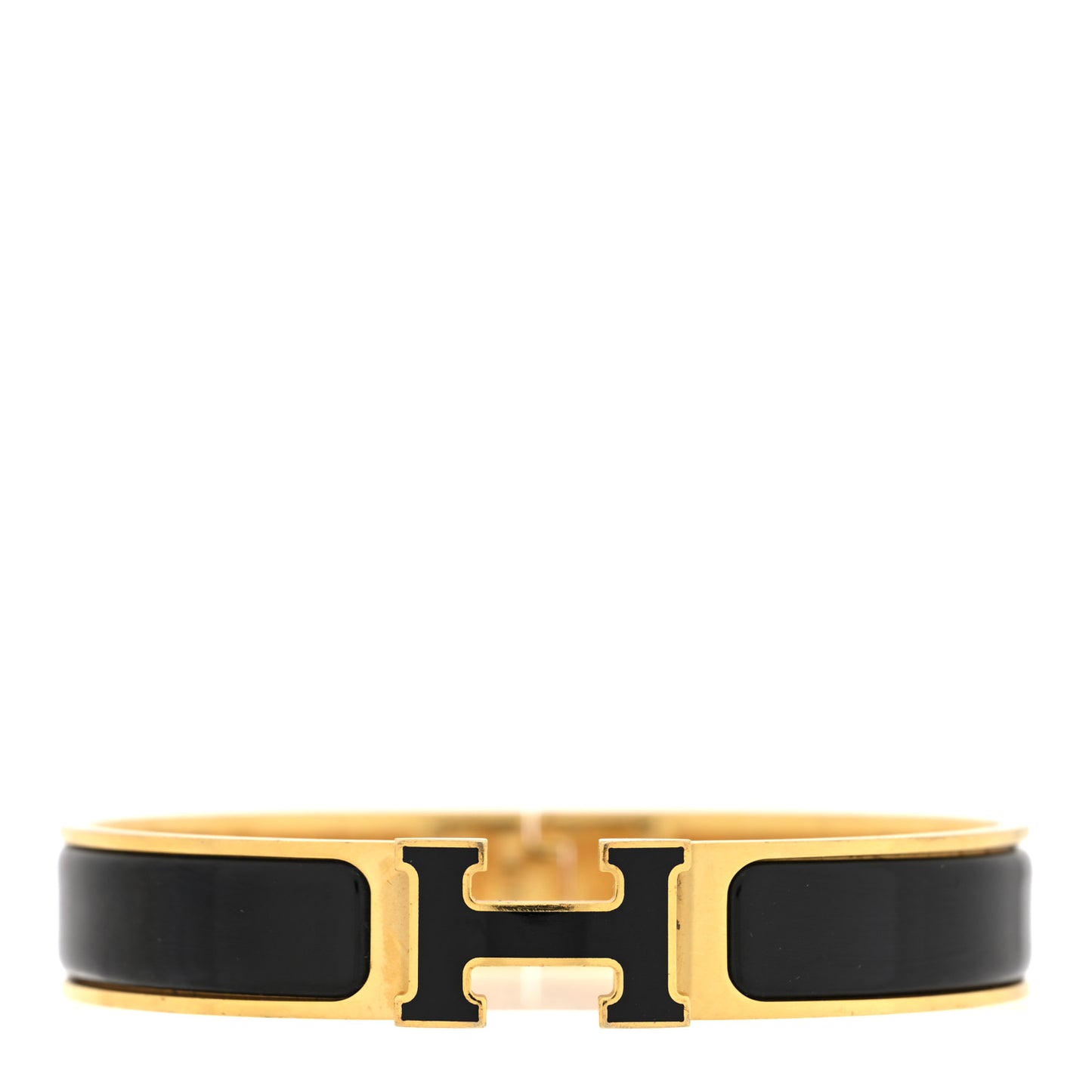 Enamel Narrow Clic Clac H Bracelet PM Black