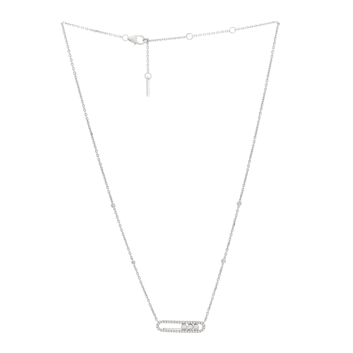 18K White Gold Diamond Baby Move Pave Necklace