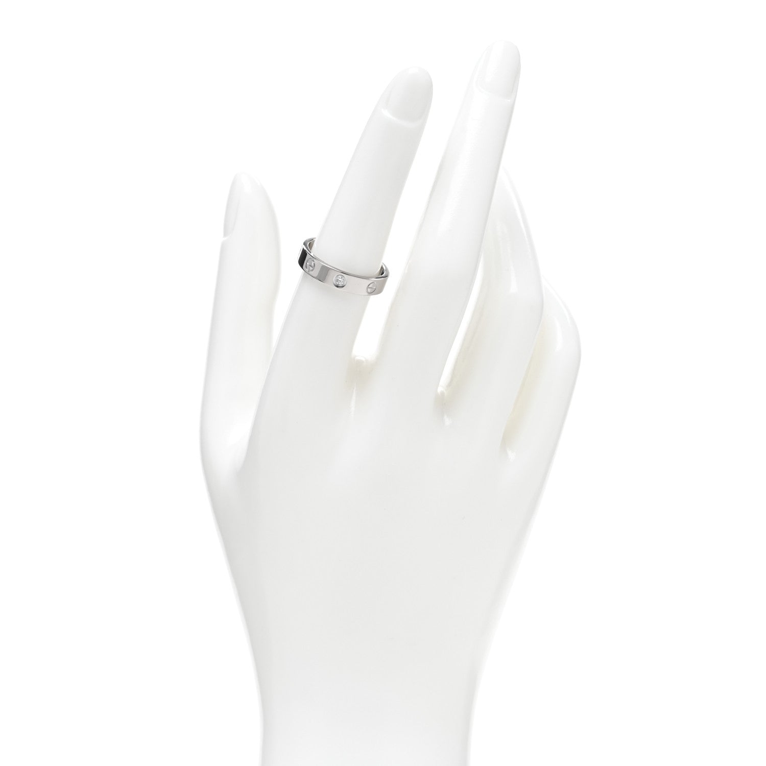 Cartier 18K White Gold Diamond 4mm LOVE Wedding Band Ring 54 6.75 2 of 4