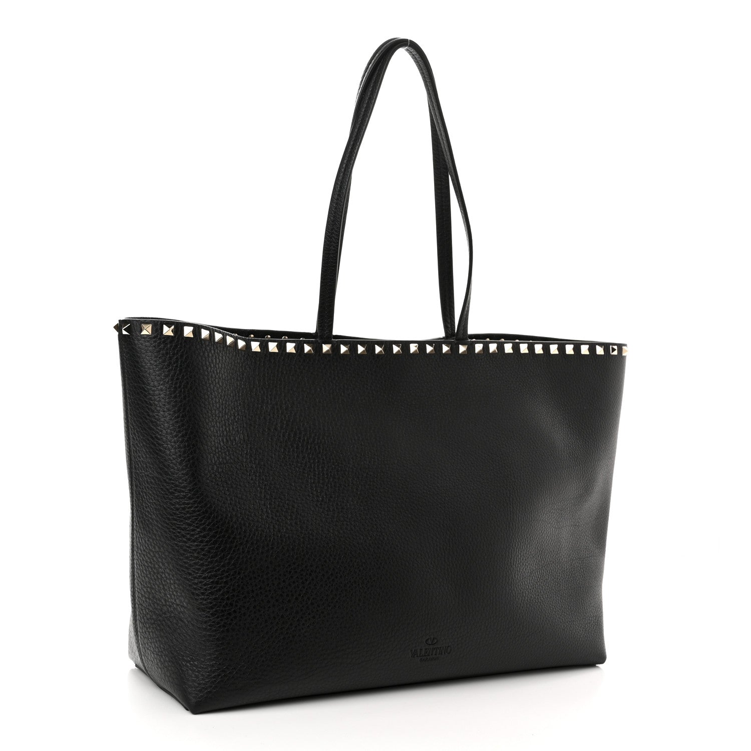Valentino Garavani Grained Calfskin Rockstud Shoulder Tote Black 3 of 9