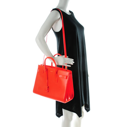 Saint Laurent Calfskin Small Sac De Jour Neon Orange 2 of 7