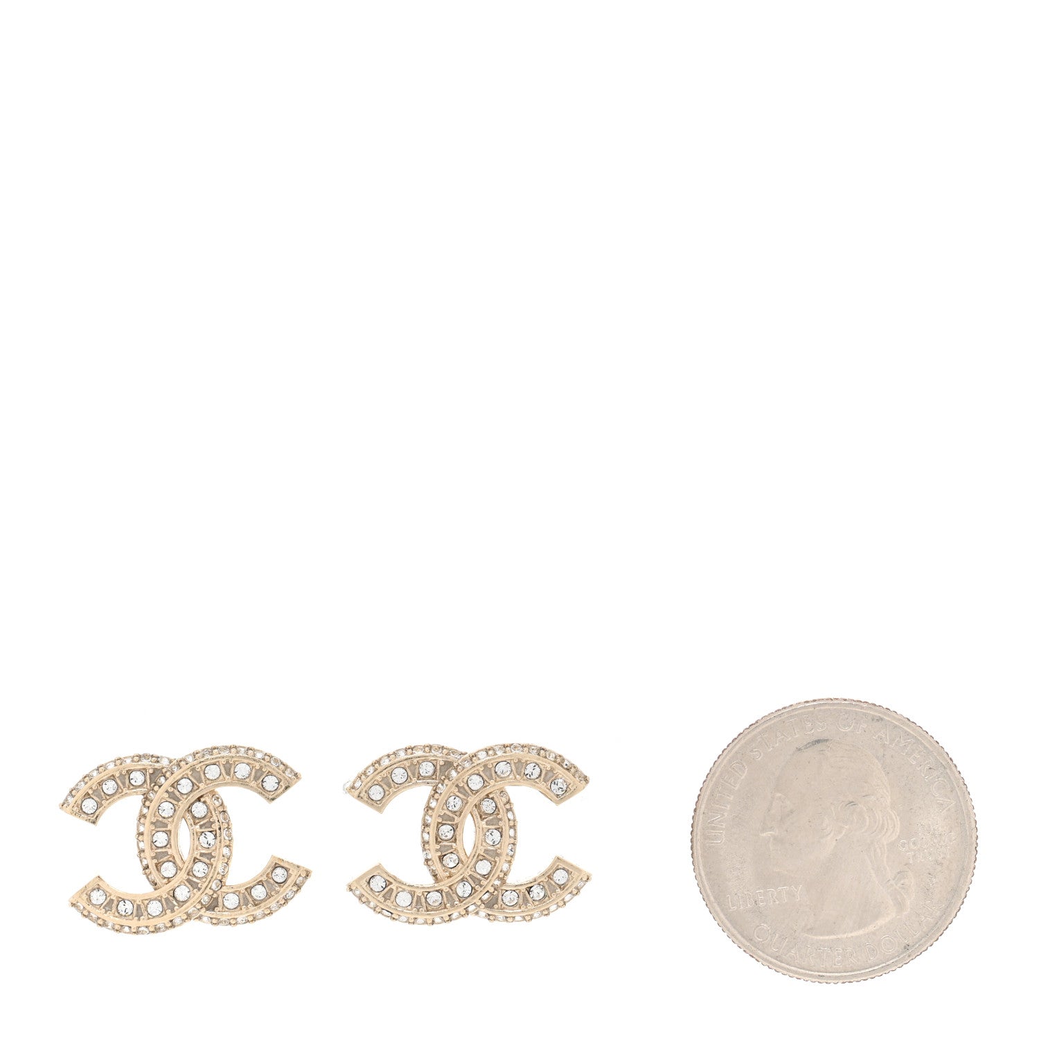 Chanel Crystal Baguette CC Earrings Gold 2 of 5