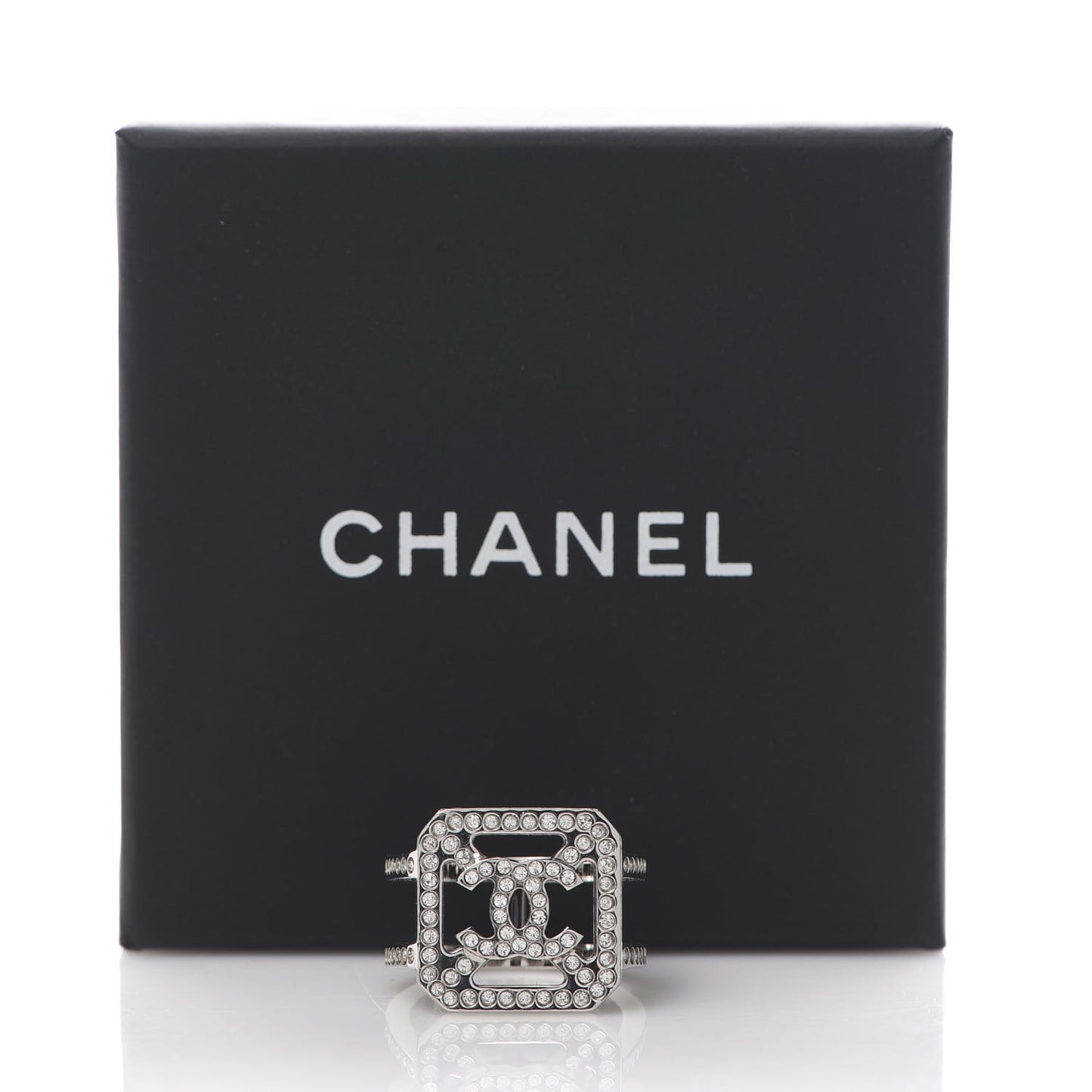 Crystal Square CC Ring 6.25 Silver