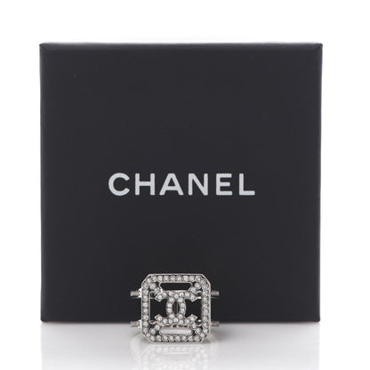 Chanel Crystal Square CC Ring 6.25 Silver 5 of 5