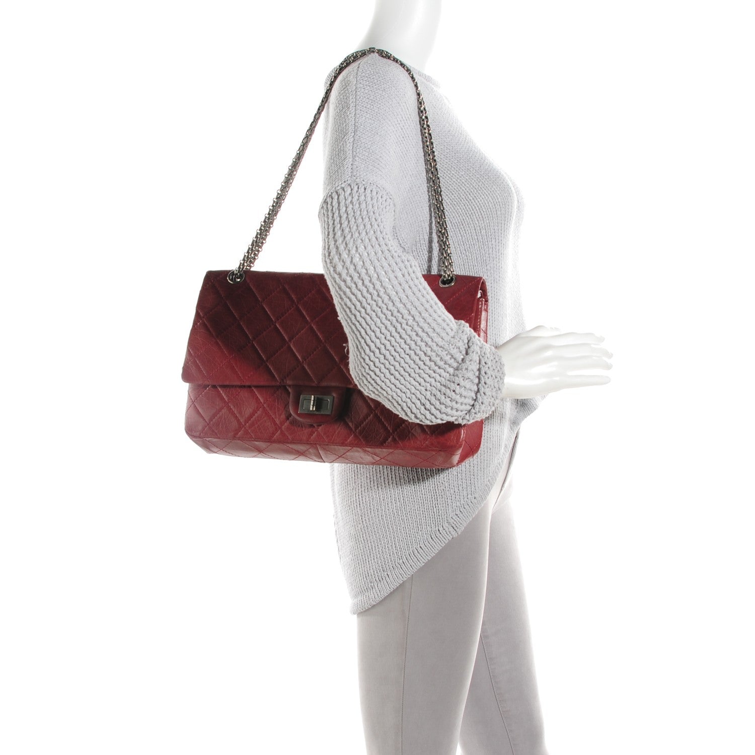 Chanel Aged Calfskin Quilted 2.55 Reissue 228 Flap Red 2 of 9