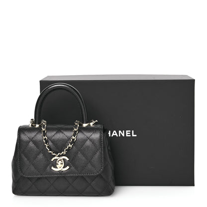 Chanel Caviar Quilted Coco Handle Clutch With Chain Black 11 of 11