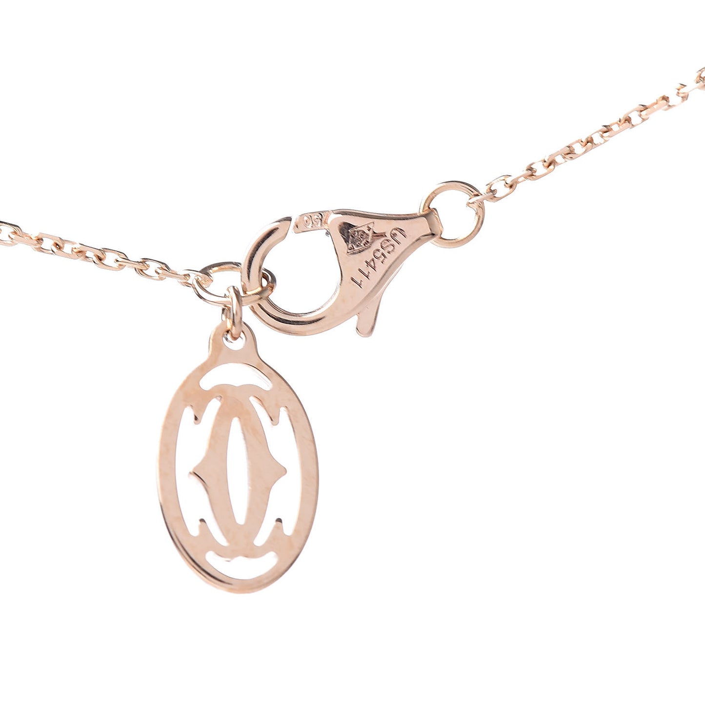 18K Pink Gold Diamond Symbols Cross Pendant Necklace