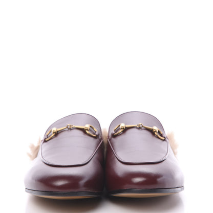 Gucci Malaga Kid Fur Womens Princetown Slippers 41.5 Vintage Bordeaux 2 of 7