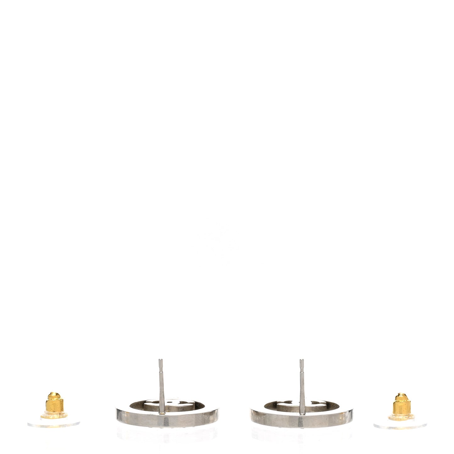 Crystal CC Round Earrings Silver