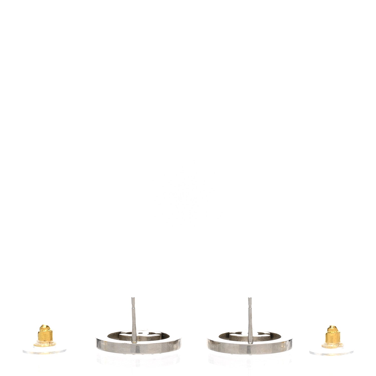 Chanel Crystal CC Round Earrings Silver 3 of 5