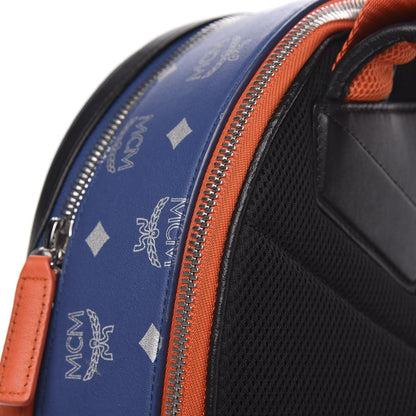 MCM Visetos Reflective Nylon Small Resnick Backpack Blue 8 of 12