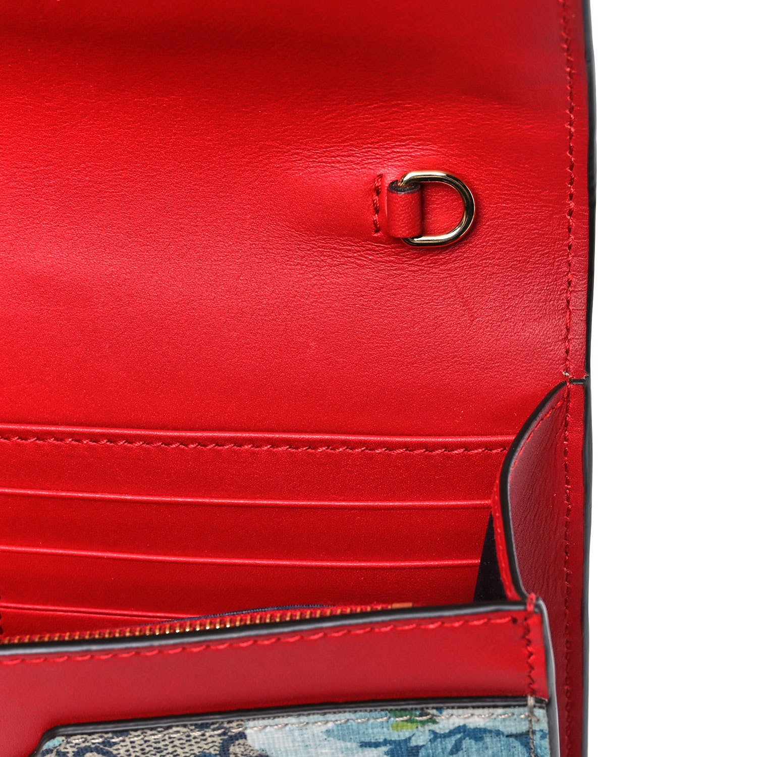 Gucci GG Supreme Monogram Blooms Chain Wallet Blue 11 of 12