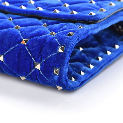 Valentino Garavani Velvet Rockstud Spike Wallet on Chain Acid Blue 9 of 9