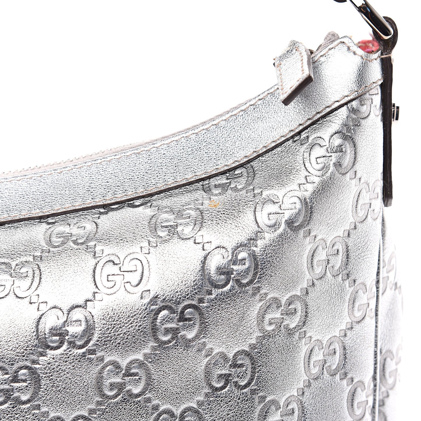Metallic Guccissima Pocket Hobo Silver