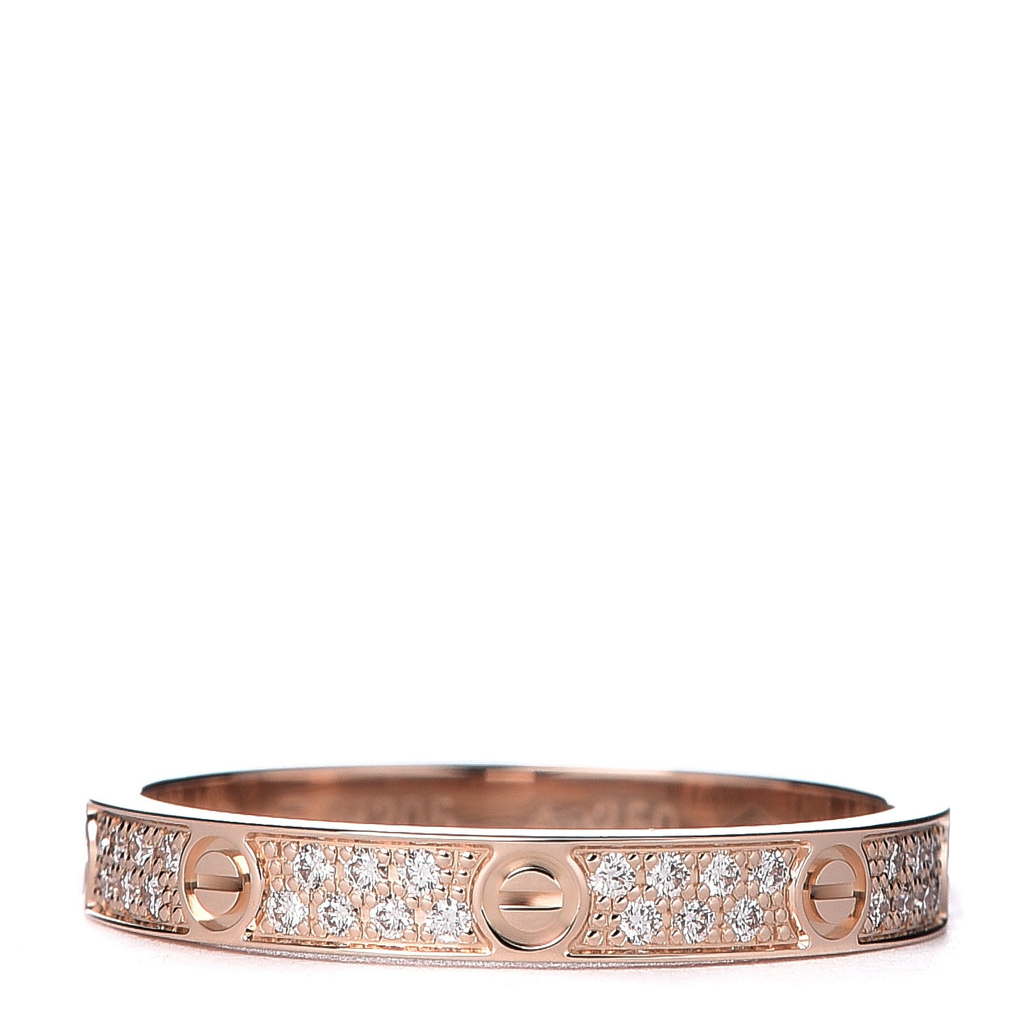 18K Pink Gold Diamond 2.6mm LOVE Paved Band Ring 48 4.5
