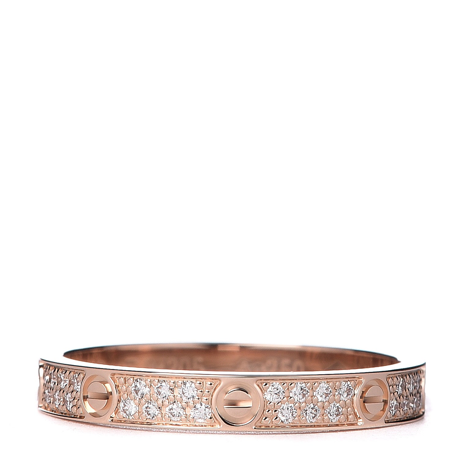 Cartier 18K Pink Gold Diamond 2.6mm LOVE Paved Band Ring 48 4.5 1 of 5