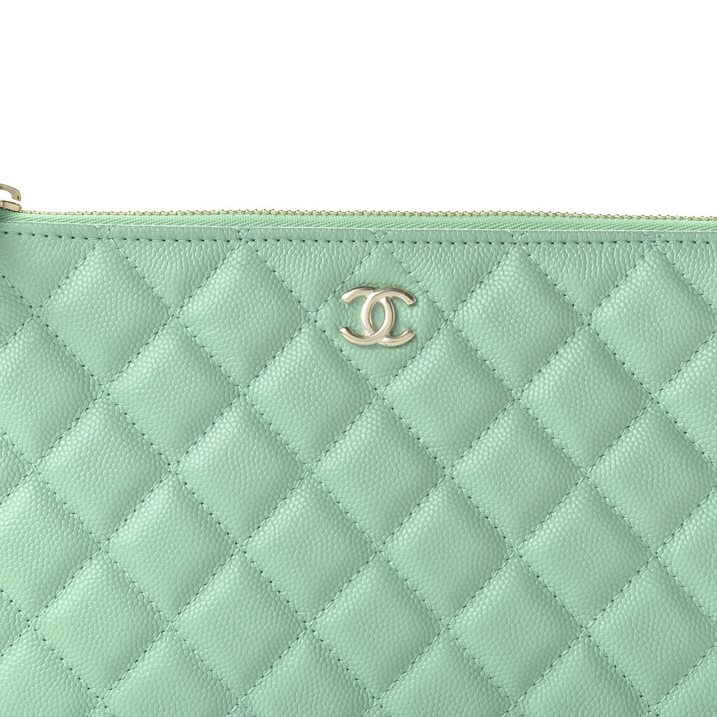 Caviar Quilted Small Cosmetic Case Light Green