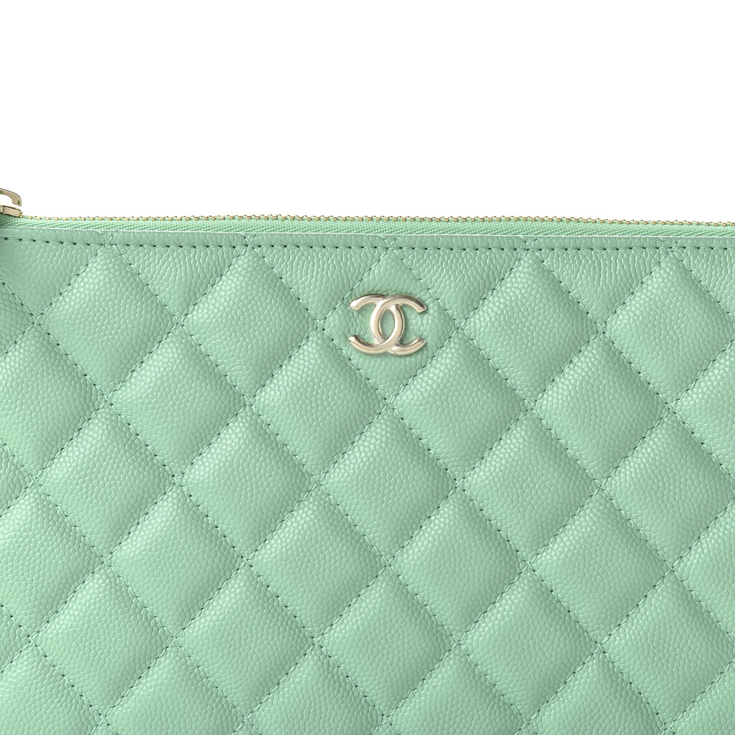 Chanel Caviar Quilted Small Cosmetic Case Light Green 10 of 11