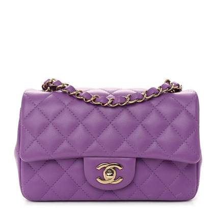 Chanel Lambskin Quilted Mini Rectangular Flap Purple 1 of 10