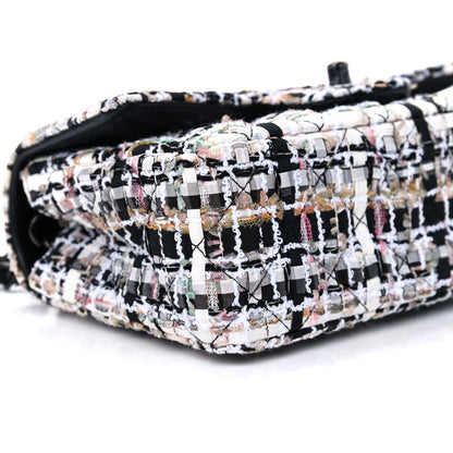 Chanel Tweed Quilted Mini Rectangular Flap White Black Multicolor 8 of 10