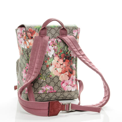 Gucci GG Supreme Monogram Blooms Small Single Buckle Backpack Beige Multicolor Dry Rose 3 of 7