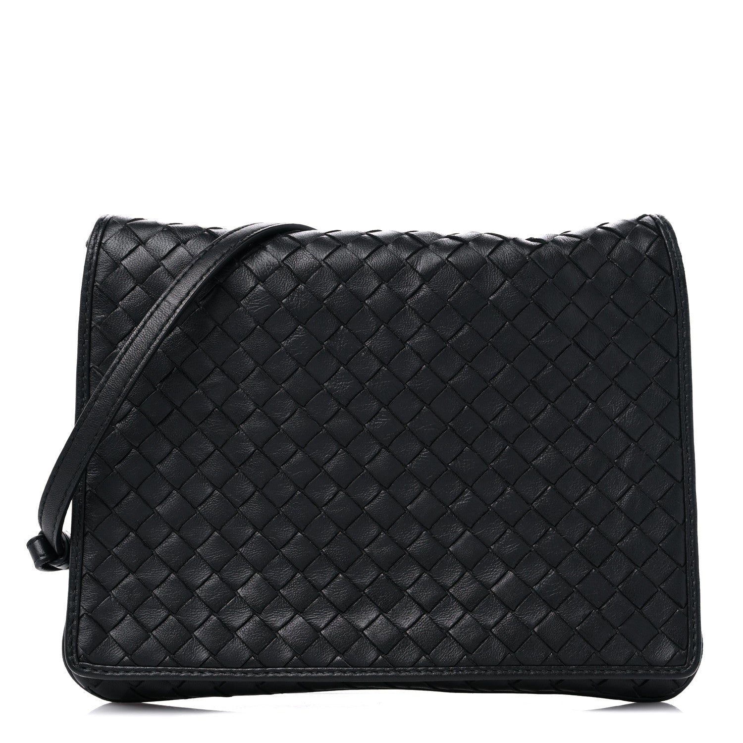 Bottega Veneta Nappa Intrecciato Crossbody Messenger Flap Black 1 of 9