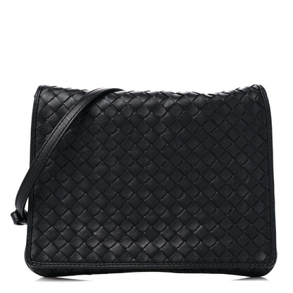 Bottega Veneta Nappa Intrecciato Crossbody Messenger Flap Black 1 of 9