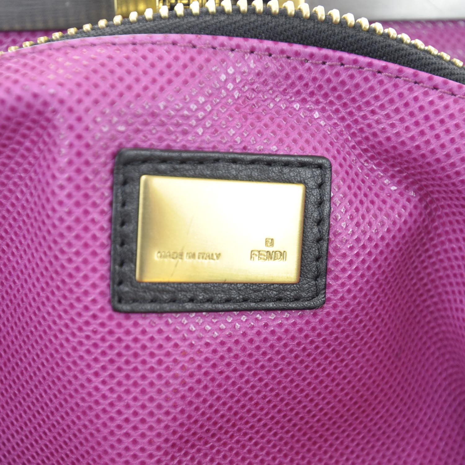 Fendi Goatskin Large Peekaboo Iconic Satchel Black Lampone 9 of 12