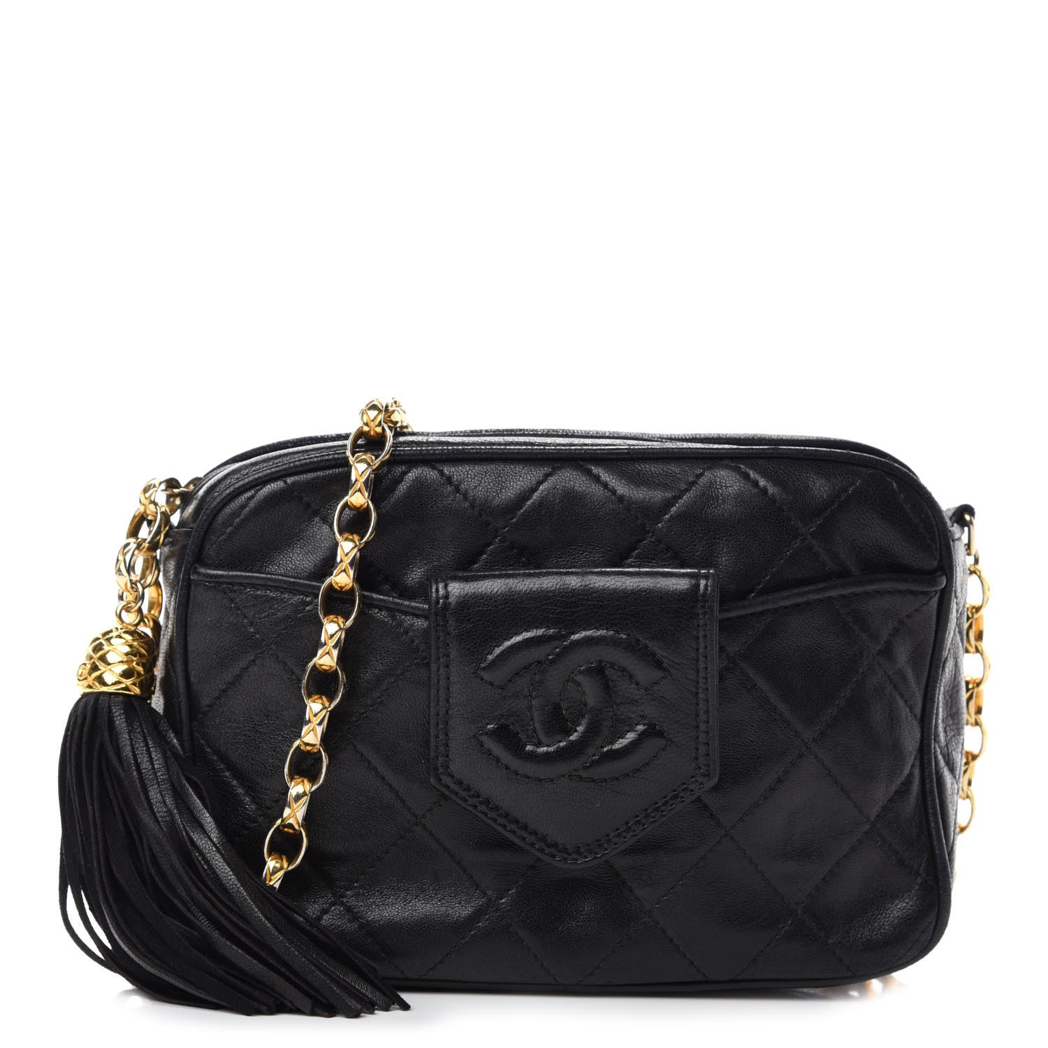 Chanel Lambskin Quilted CC Tassel Camera Bag Black 1 of 11