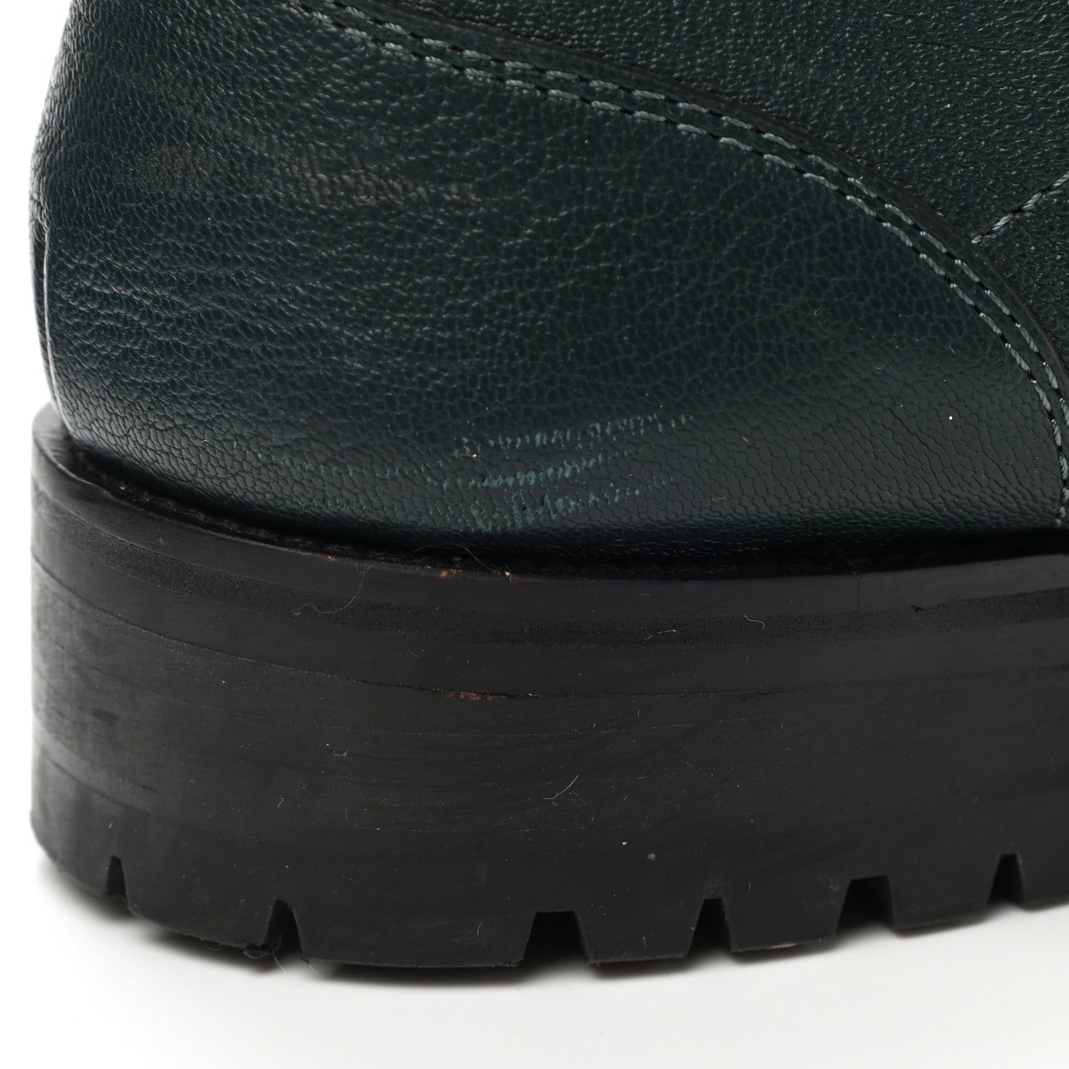 Jimmy Choo Grained Calfskin Crystal Embellished Cruz Combat Boots 40 Dark Green 9 of 11