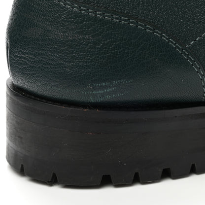 Jimmy Choo Grained Calfskin Crystal Embellished Cruz Combat Boots 40 Dark Green 9 of 11