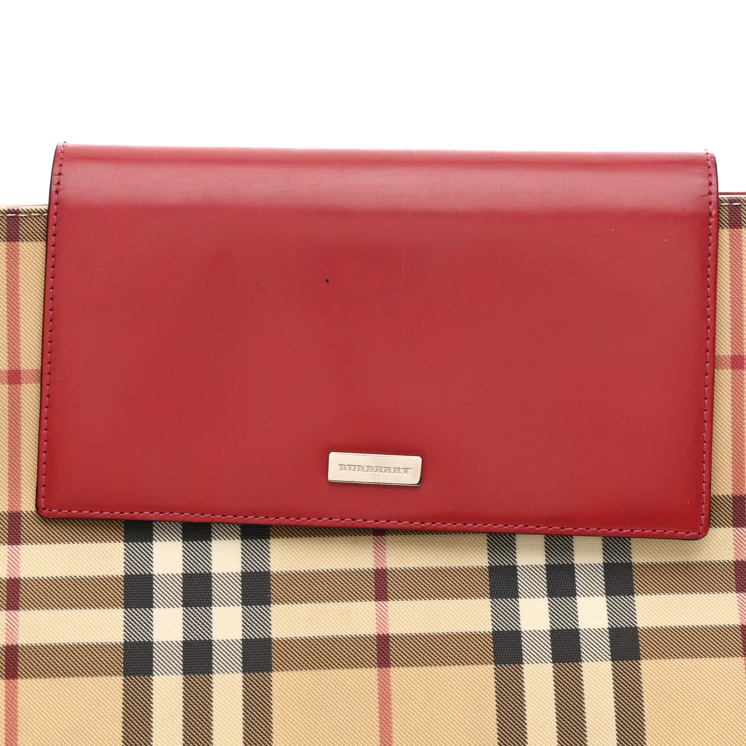 Burberry Calfskin Nova Check Flap Shoulder Bag Red 1818693