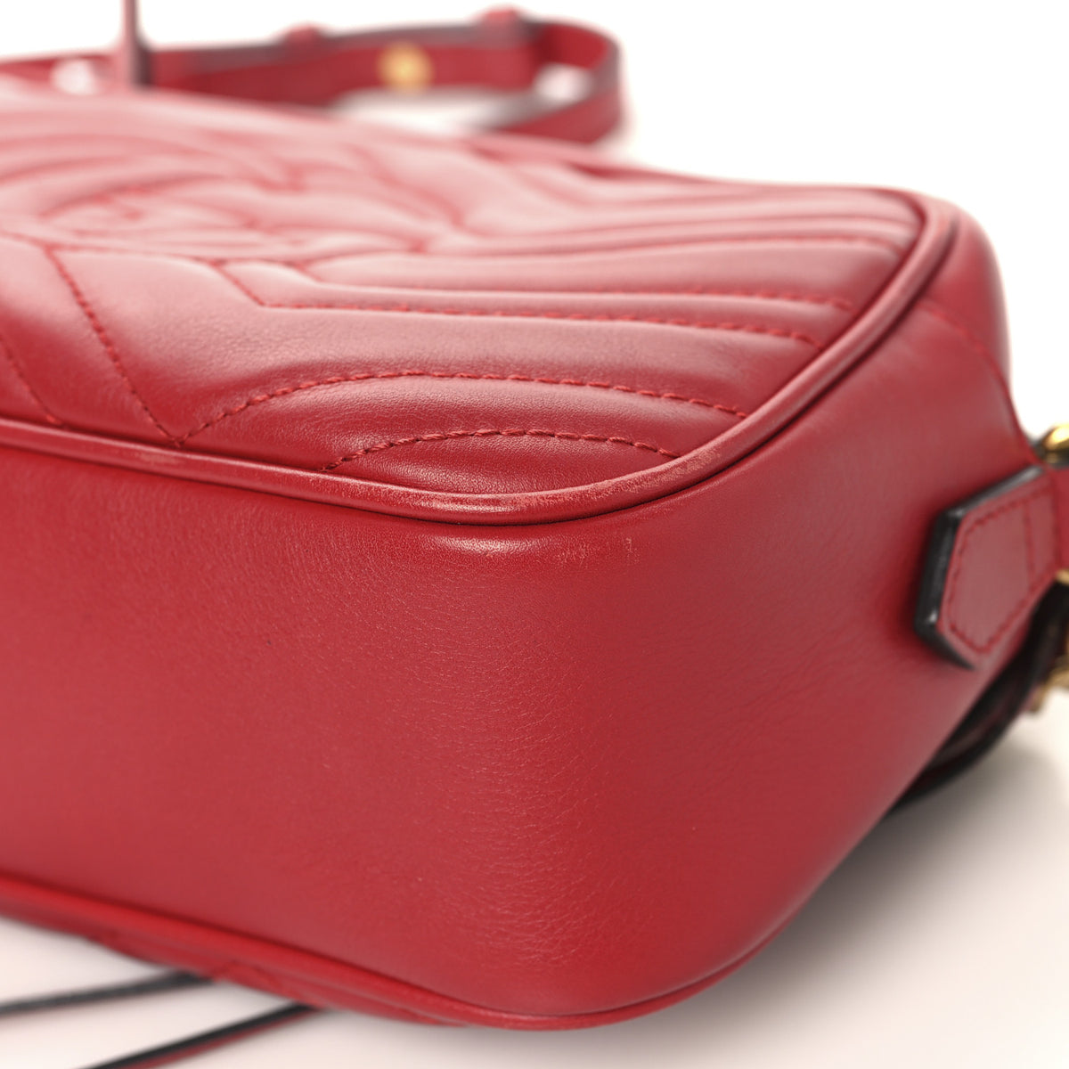 Gucci Calfskin Matelasse Small GG Marmont Chain Shoulder Bag Hibiscus Red 12 of 13