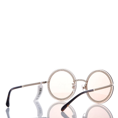 Chanel Round Removable Triple Hanging Chain Sunglasses 4245 Light Brown 5 of 9