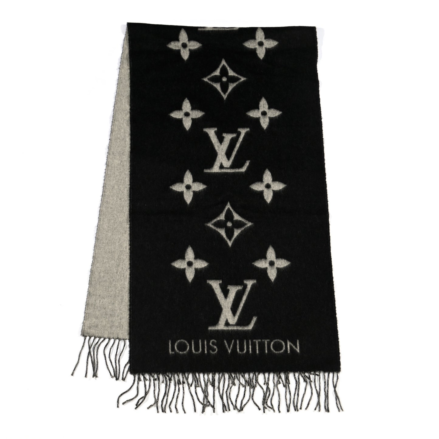 Cashmere Monogram Reykjavik Scarf Black