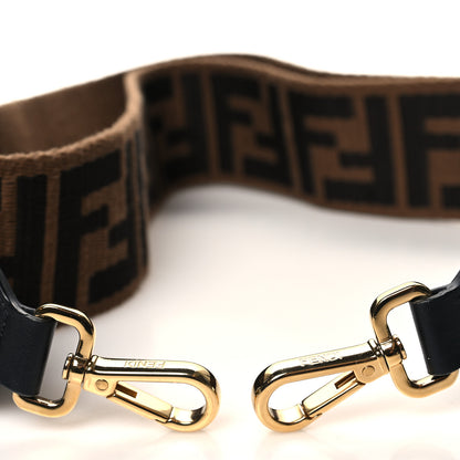 Fendi Jacquard Ribbon Vitello King FF Adjustable Strap You Fango Marrone Black 3 of 5