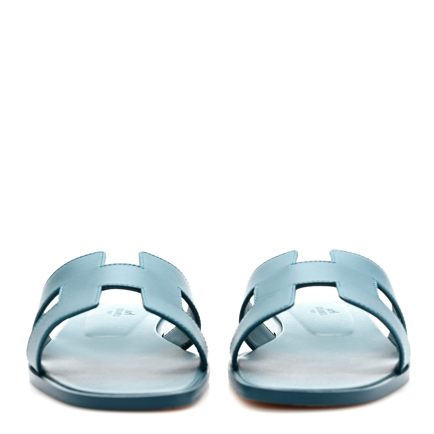 Hermes Calfskin Oran Sandals 39 Bleu Emeraude 2 of 9