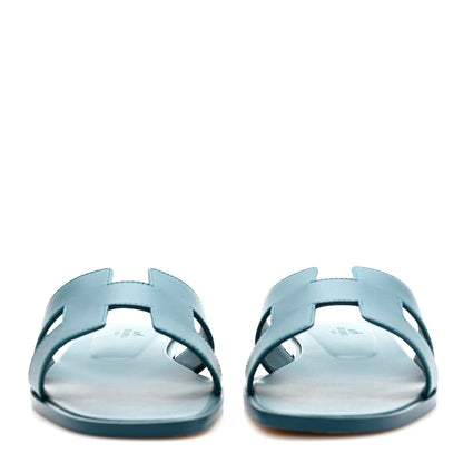 Hermes Calfskin Oran Sandals 39 Bleu Emeraude 2 of 9
