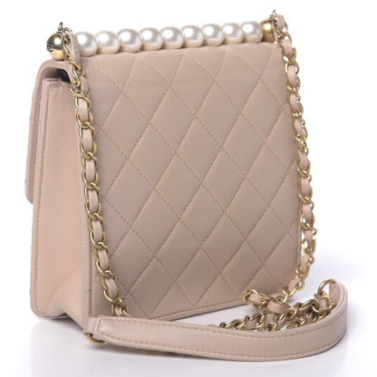 Chanel Lambskin Quilted Chic Pearls Flap Beige 3 of 12