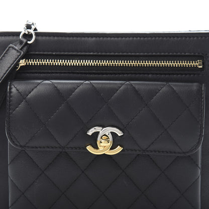 Chanel Lambskin Quilted Square Front Pocket Clutch With Chain Black 11 of 11