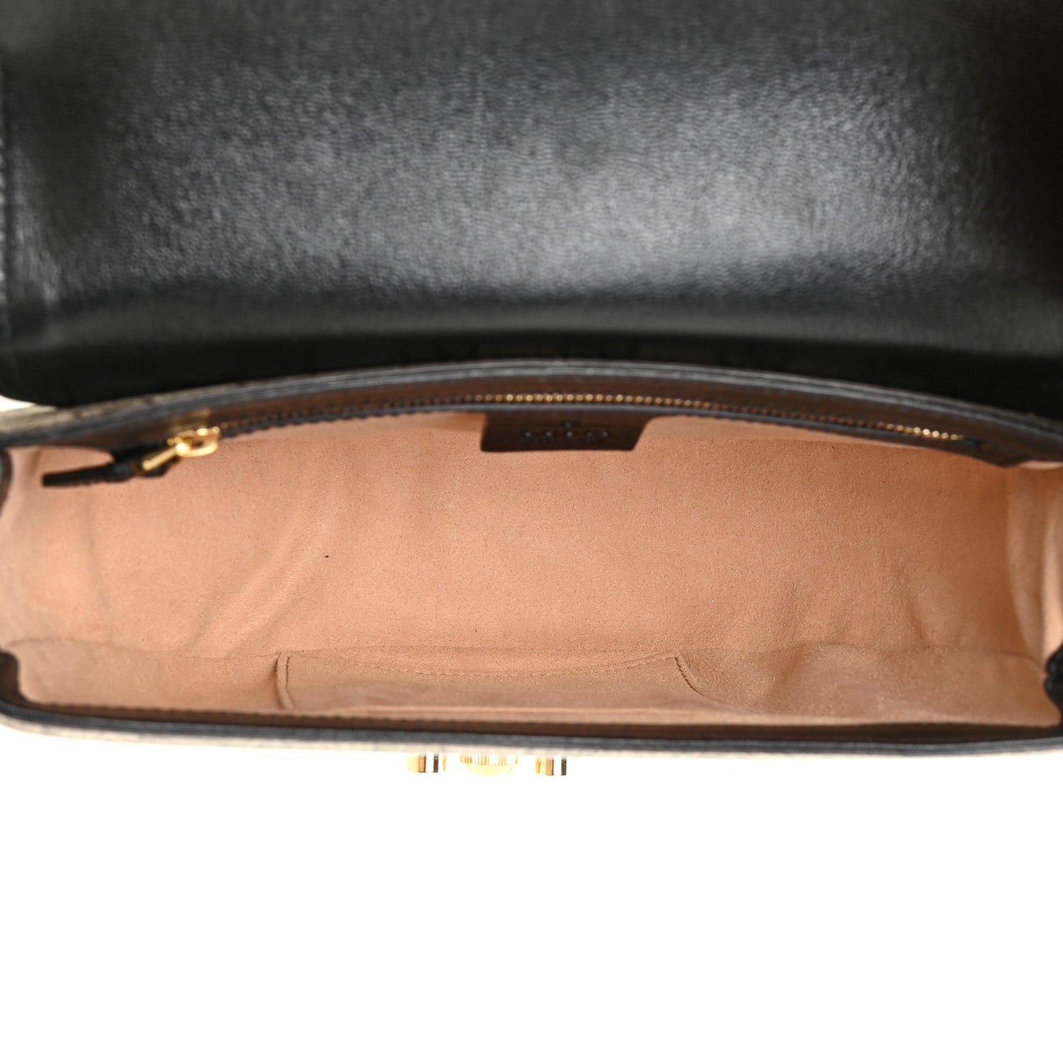 Gucci GG Supreme Monogram Calfskin Small Padlock Messenger Shoulder Bag Beige Black Cuir 5 of 17